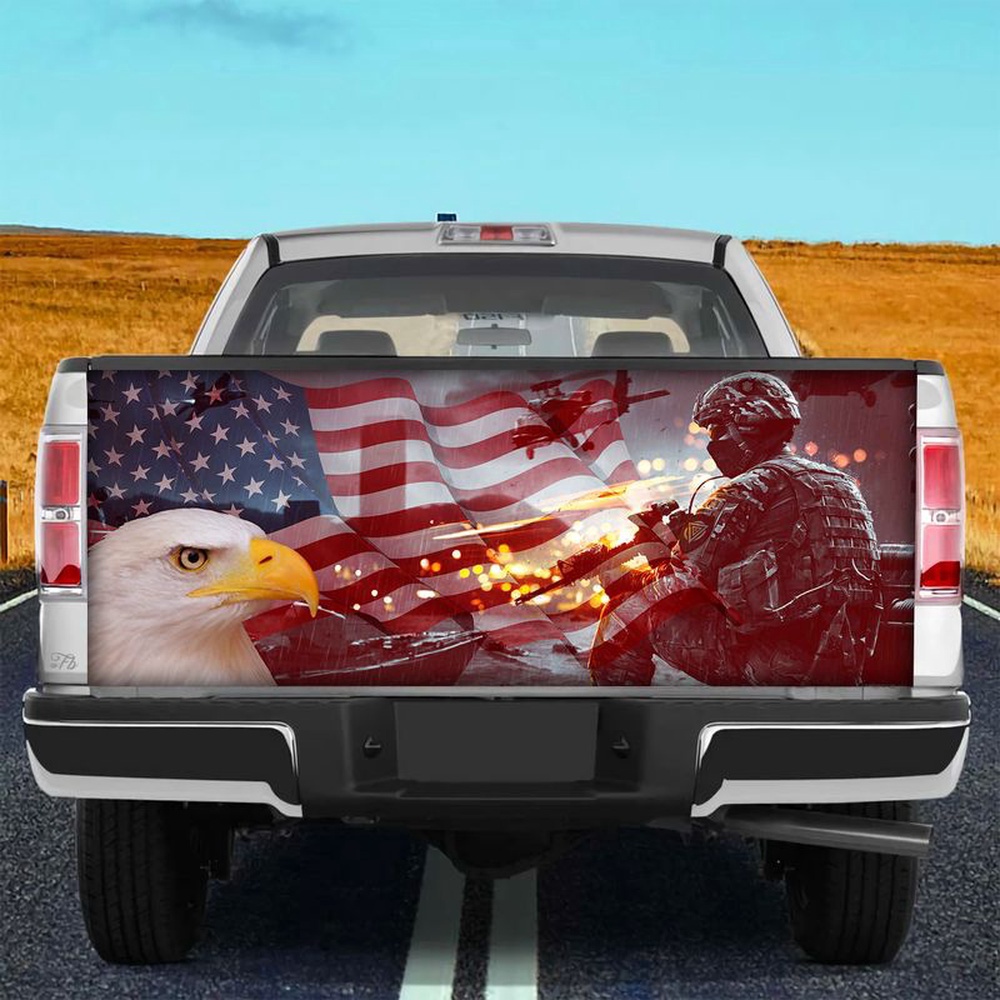 Veteran Tailgate Wrap, America Veterans Wrap America Fighting Wrap Warriors Tailgate Wrap Patriot Car Decoration