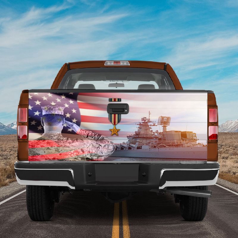 Veteran Tailgate Wrap, American Soldier Patriot American Flag Tailgate Wrap Tailgate Decals For Trucks American Honor
