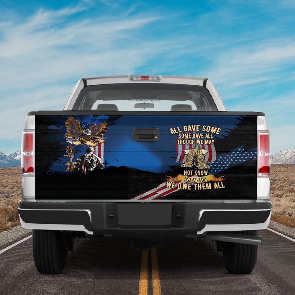 Veteran Tailgate Wrap, American Veteran All Gave Some Tailgate Wrap Decal Veteran’s Day Decor Dad Gift Grandpa Gift