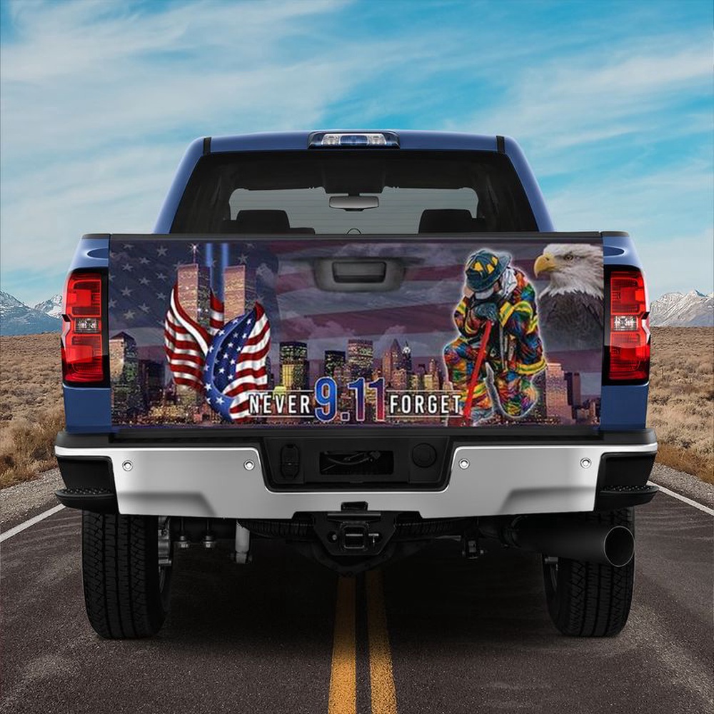 Veteran Tailgate Wrap, Never Forget September 11th American Truck Tailgate Wrap Soldier Gift Idea