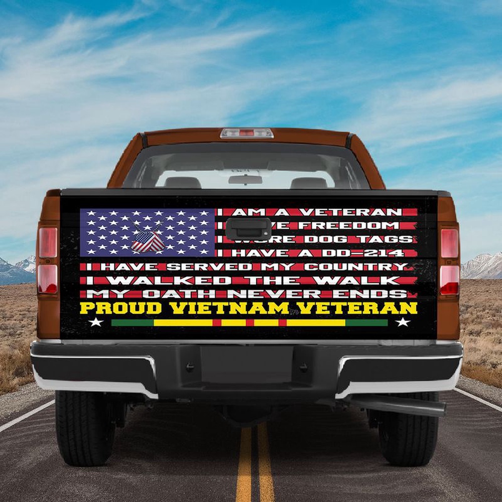 Veteran Tailgate Wrap, Proud Vietnam Veteran Truck Tailgate Wrap I Am A Veteran Tailgate Wrap Patriotic Car Accessories