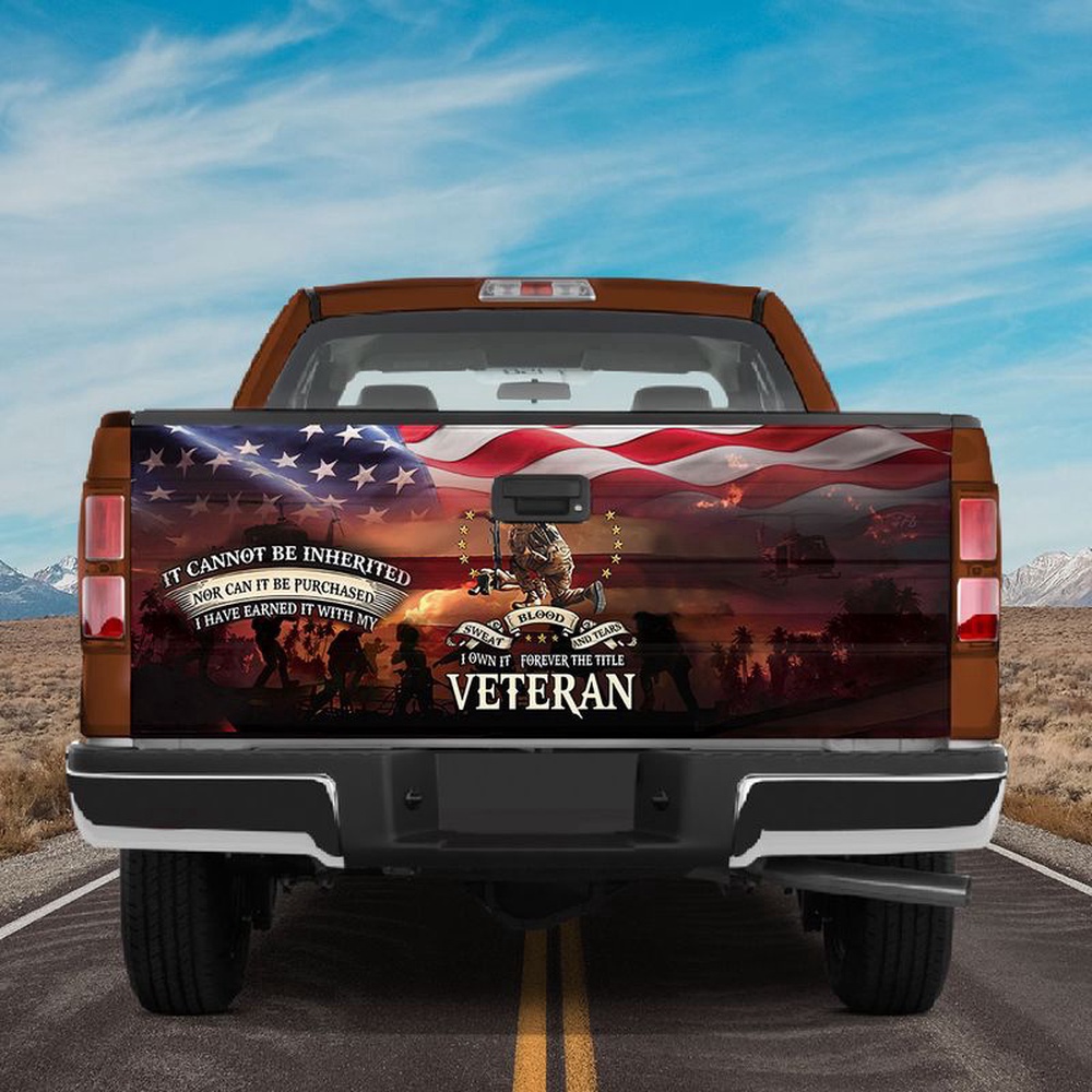 Veteran Tailgate Wrap, Sweat Blood And Tears American Flag Tailgate Wrap American Veteran Truck Wrap Car Accessories