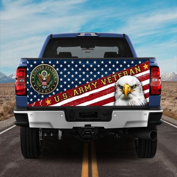 Veteran Tailgate Wrap, U.s. Army Vetran Tailgate Decal Sticker Wrap Army Vetern Flag