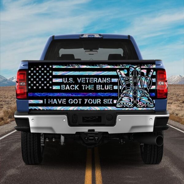 Veteran Tailgate Wrap, U.s. Vet3ran Back The Blue Truck Tailgate Decal Sticker Wrap Family Gift Back The Blue