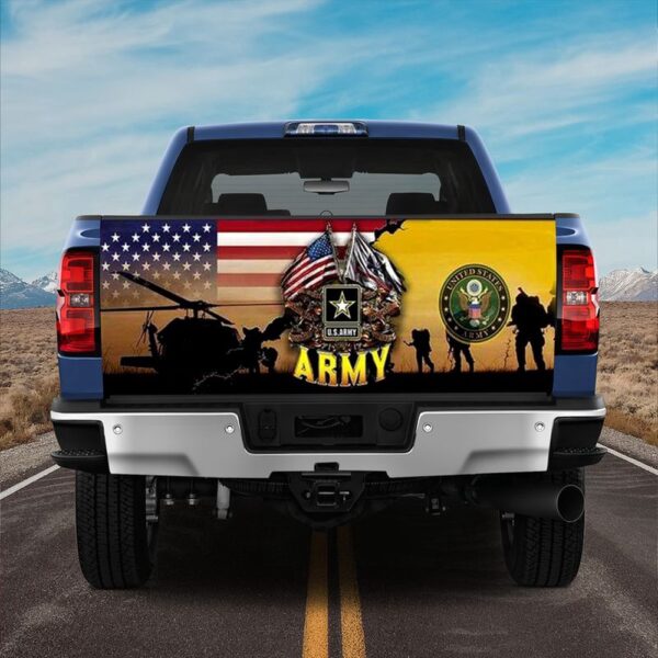 Veteran Tailgate Wrap, United States Amy Truck Tailgate Decal Soldier Helicopter Gift Idea