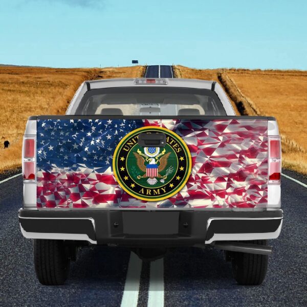 Veteran Tailgate Wrap, United States Logo Tailgate Wrap Decal American Flag Geometric Truck Tailgate Sticker