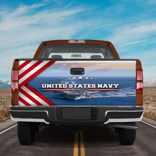 Veteran Tailgate Wrap, United States Navy Print Tailgate Wraps For Trucks Veteran Gift Warship Tailgate Mural