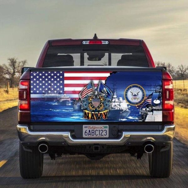 Veteran Tailgate Wrap, United States Navy Truck Tailgate Decal Soldier Navy Lovers Truck Decor Gift