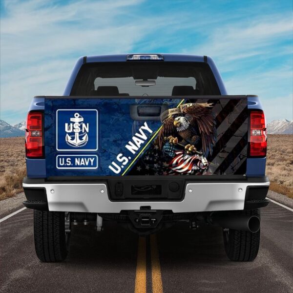 Veteran Tailgate Wrap, United States Navy Warrior Truck Tailgate Decal Eagl Freedom Symbol Land