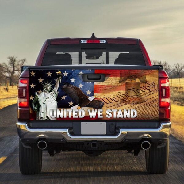 Veteran Tailgate Wrap, United We Stand We The People Truck Tailgate Decal American Eagle Statue Of Liberty Decal Sticker Patriot Gift