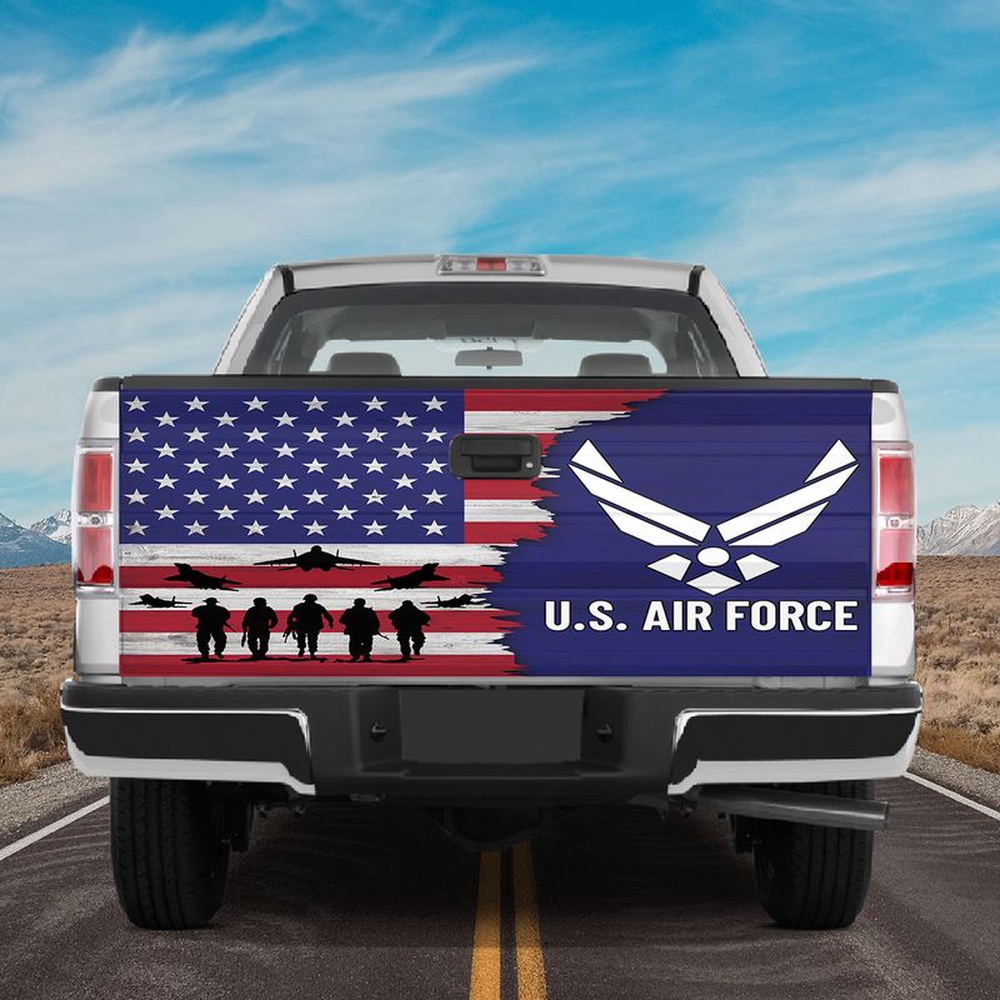 Veteran Tailgate Wrap, Us Air Force Veteran Soldier Tailgate Wrap Decal Truck Decoration Patriot Gift Grandpa Daddy Gift