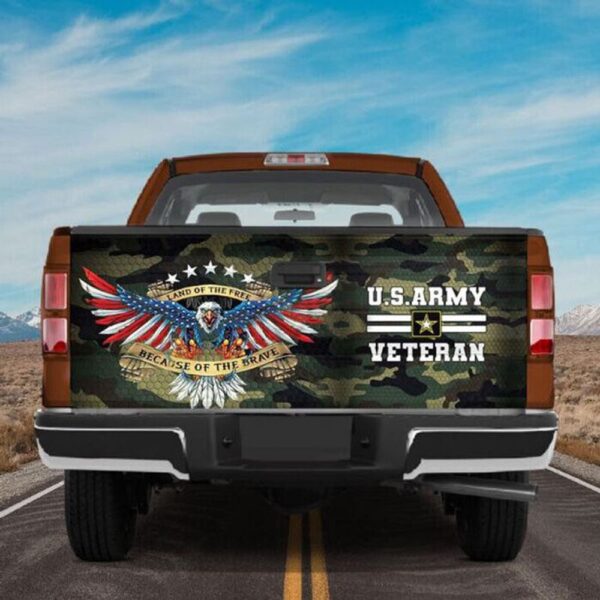 Veteran Tailgate Wrap, Us Army Veteran Eagle Camouflage Truck Tailgate Decal Sticker Wrap Memorial Day Freedom Day Decor