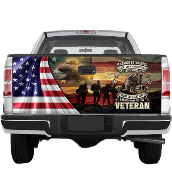 Veteran Tailgate Wrap, Us Veterans Memorial Day Fallen Warrior Sunset American Truck Tailgate Wrap Decal Freedom Day Decoration