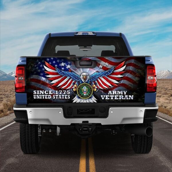 Veteran Tailgate Wrap, Us army Truck Tailgate Decal Since 1775 Eagle Flying American Flag