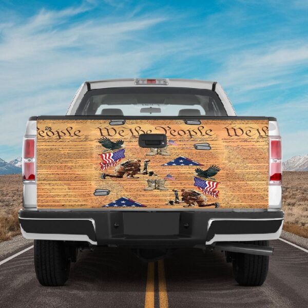 Veteran Tailgate Wrap, Veteran Kneel For The Flag Truck Tailgate Wrap American We The People Veteran Boots