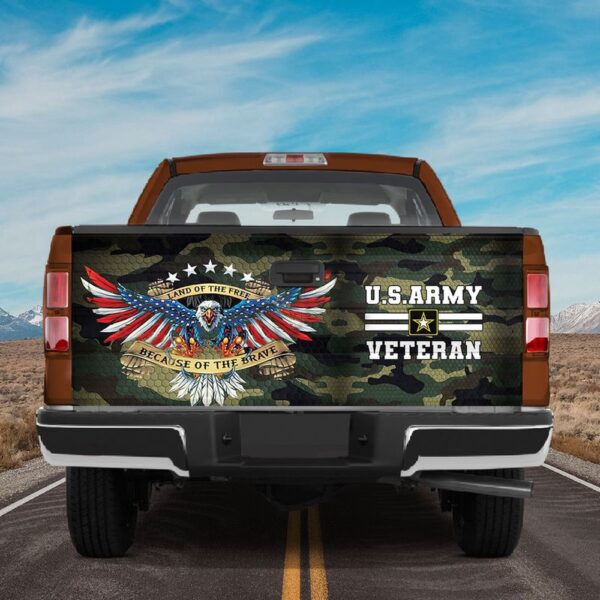 Veteran Tailgate Wrap, Veteran Of The United States Army Truck Tailgate Wrap American Eagle Tailgate Mural Car Decor