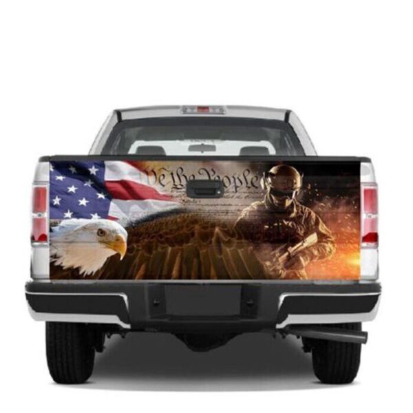 Veteran Tailgate Wrap, Veteran Patriotic We The People Eagle America Flag Tailgate Wrap Decal Truck Decoration