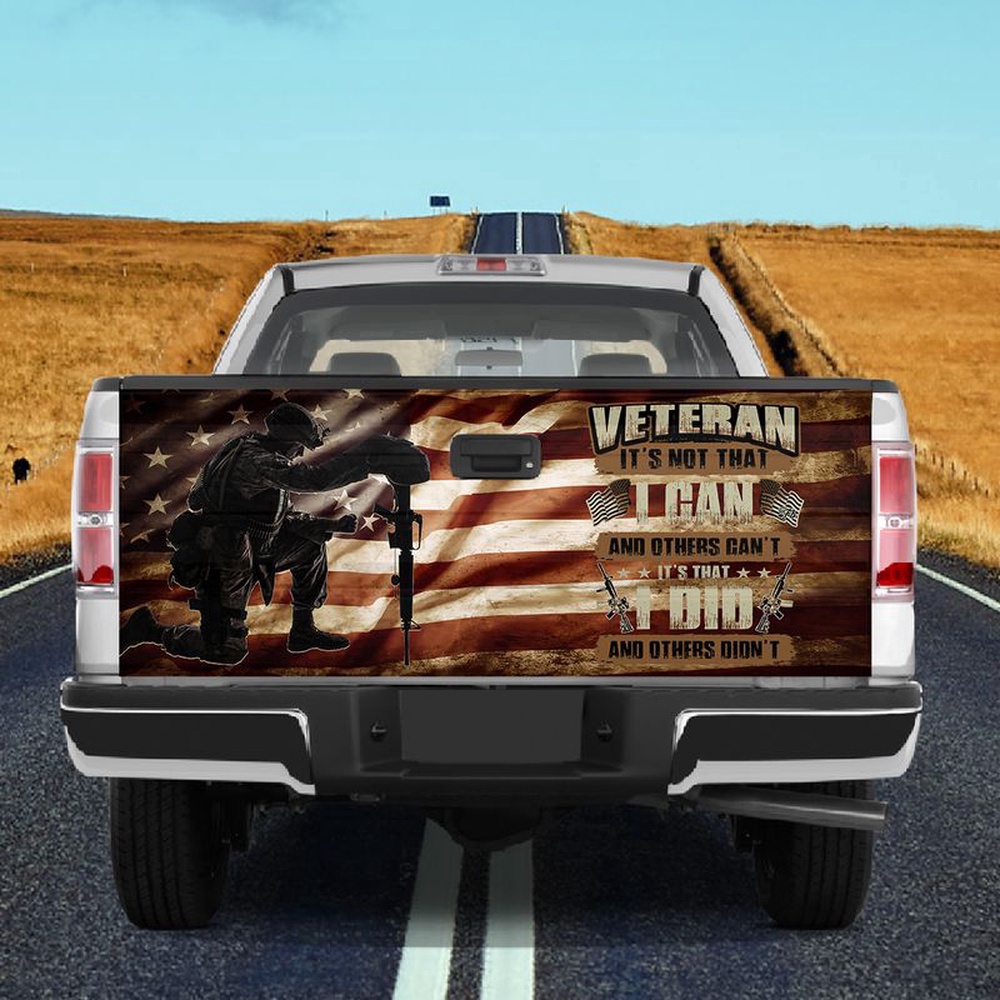 Veteran Tailgate Wrap, Veteran Truck Tailgate Wrap Decal Veteran I Can Id Did American Veteran Honor The Title Fbmh140905