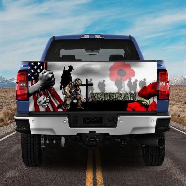 Veteran Tailgate Wrap, Vetern Lest We Forget Truck Tailgate Decal Sticker Wrap American Hero Flag