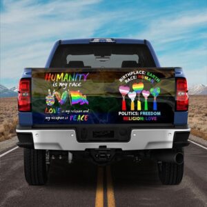 Veteran Tailgate Wrap Vibes Humanity Is My Race Love Is My Religion Taligate Lgbt Pride Month Decor 1 pqfhdj.jpg