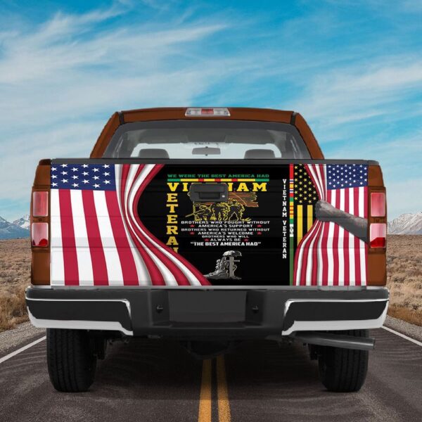 Veteran Tailgate Wrap, Vietnam Veteran Truck Tailgate Decals American Flag Tailgate Wrap Tailgate Vinyl Graphic Wrap