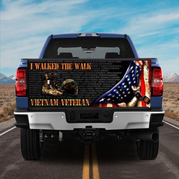 Veteran Tailgate Wrap, Vietnam Vetran I Walked The Walk Truck Tailgate Decal Sticker Wrap Soldier Gift