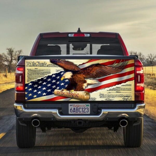 Veteran Tailgate Wrap, We The People Tailgate Decal Sticker Wrap Independence Day Gifts American Pride