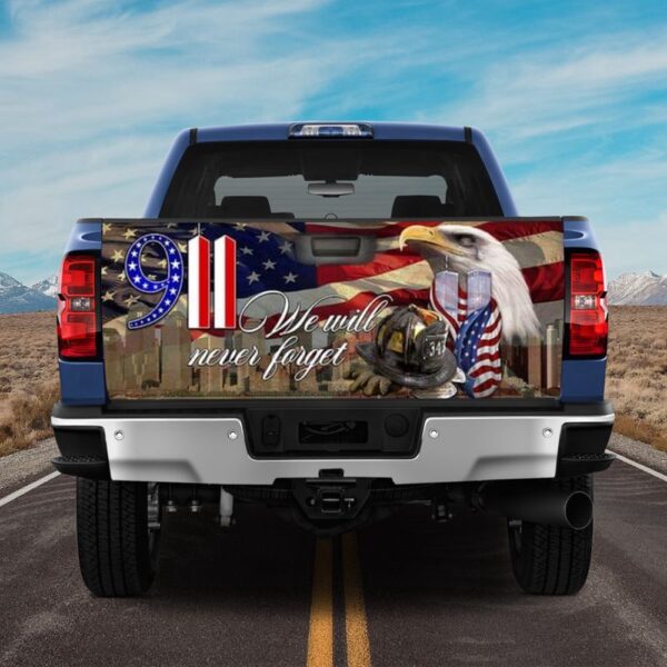 Veteran Tailgate Wrap, We Will Never Forget Tailgate Sticker 911 United States Patriot Day