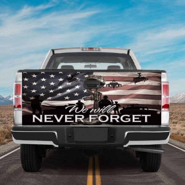 Veteran Tailgate Wrap, We Will Never Forget Veteran’s Day Tailgate Wrap Decal American Veteran Truck Decor
