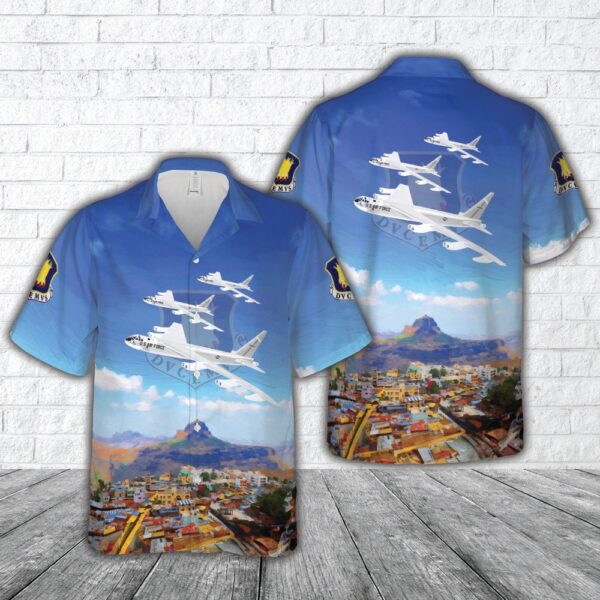 Air Force Aloha Shirt, US Air Force 22nd Bomb Wing “City of Riverside” March AFB 1964 RB-52B Hawaiian Shirt