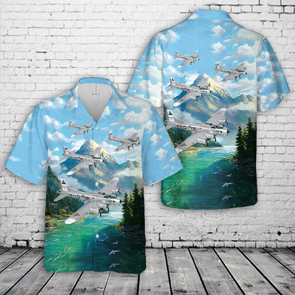 Air Force Aloha Shirt, US Air Force 323d Bomb Squadron ‘Ole Battle Axe’ B-17G Hawaiian Shirt