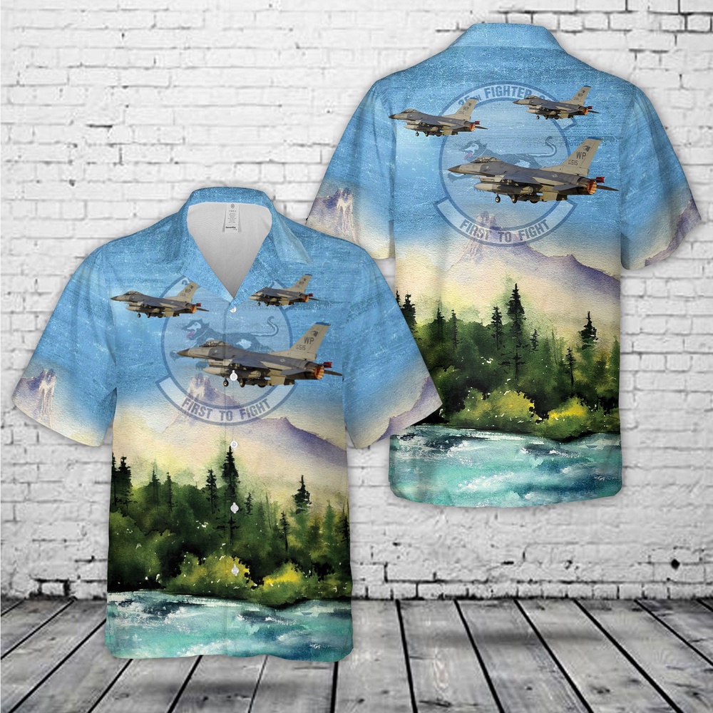 Air Force Aloha Shirt, US Air Force 35th Fighter Squadron F-16C Fighting Falcon Hawaiian Shirt