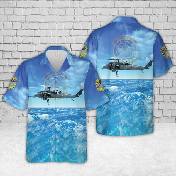 Air Force Aloha Shirt, US Air Force 38th Rescue Squadron Sikorsky HH-60G Pave Hawk Hawaiian Shirt