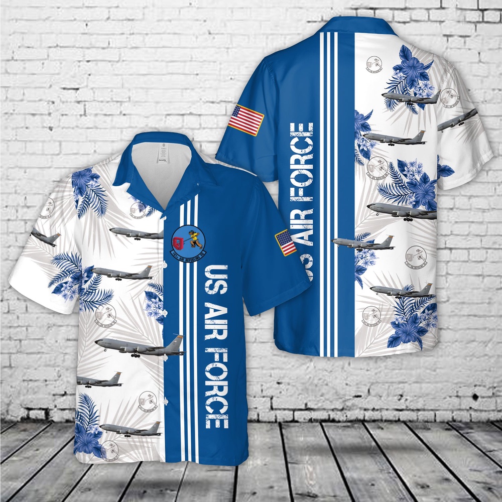 Air Force Aloha Shirt, US Air Force Arizona Air National Guard 197th Air Refueling Squadron KC-135R Stratotanker Hawaiian Shirt