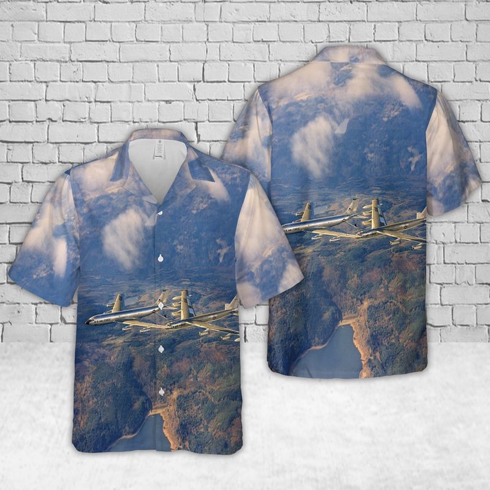 Air Force Aloha Shirt, US Air Force Boeing KC-135A Stratotanker refuels a Boeing B-52E Stratofortress Hawaiian Shirt