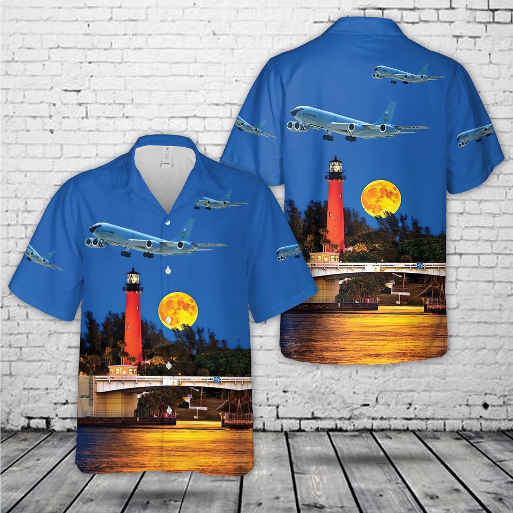 Air Force Aloha Shirt, US Air Force Boeing KC-135R Rivet StandRivet Quick Hawaiian Shirt