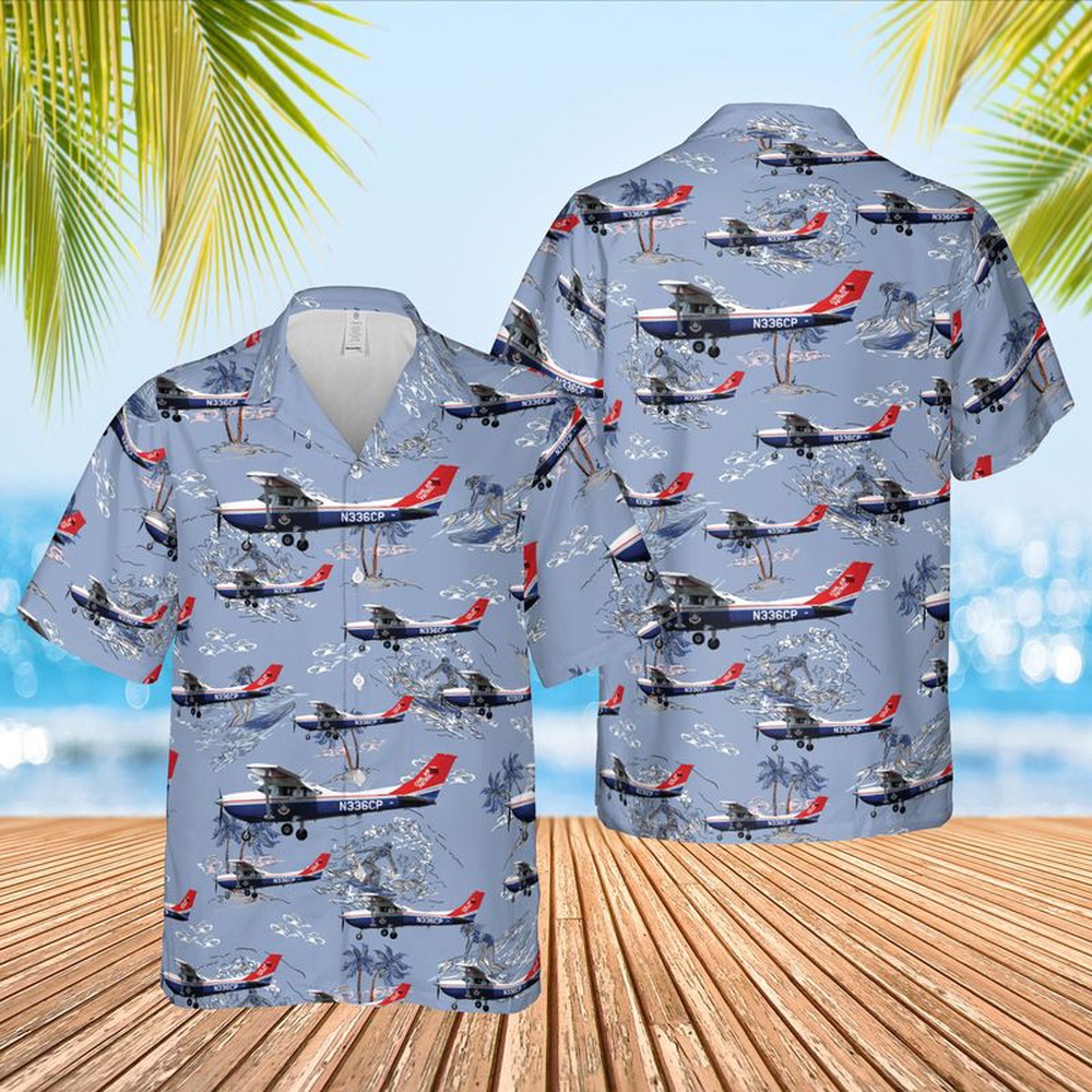 Air Force Aloha Shirt, US Air Force Civil Air Patrol Cessna T182T Turbo Skylane Hawaiian Shirt