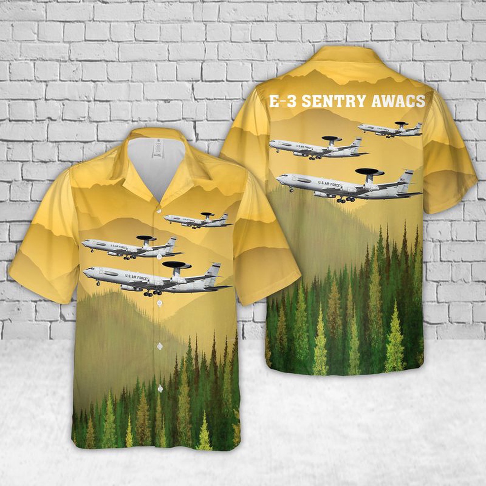 Air Force Aloha Shirt, US Air Force E-3 Sentry AWACS Hawaiian Shirts Air Force Aloha Shirt, US Air Force E-3 Sentry AWACS Hawaiian Shirts