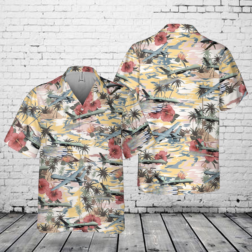 Air Force Aloha Shirt, US Air Force General Atomics MQ-9 Reaper Pocket Hawaiian Shirt Air Force Aloha Shirt, US Air Force General Atomics MQ-9 Reaper Pocket Hawaiian Shirt