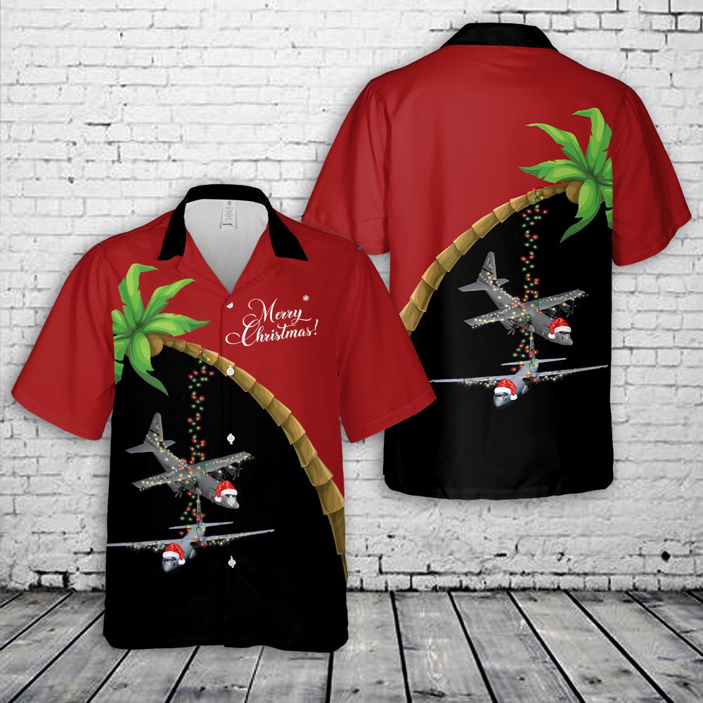 Air Force Aloha Shirt, US Air Force Lockheed C-130 Hercules Christmas Hawaiian Shirt