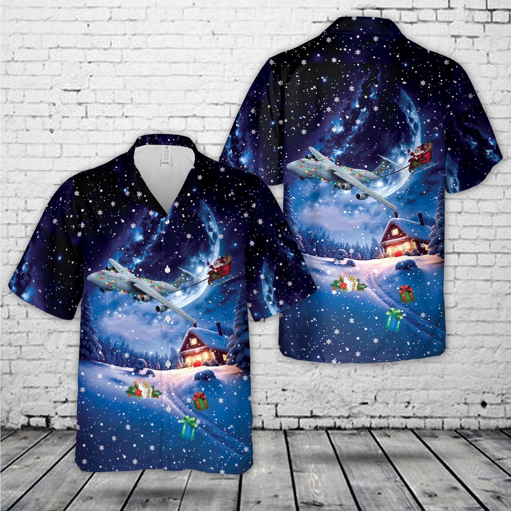 Air Force Aloha Shirt, US Air Force Lockheed C-5 Galaxy Christmas Hawaiian Shirt
