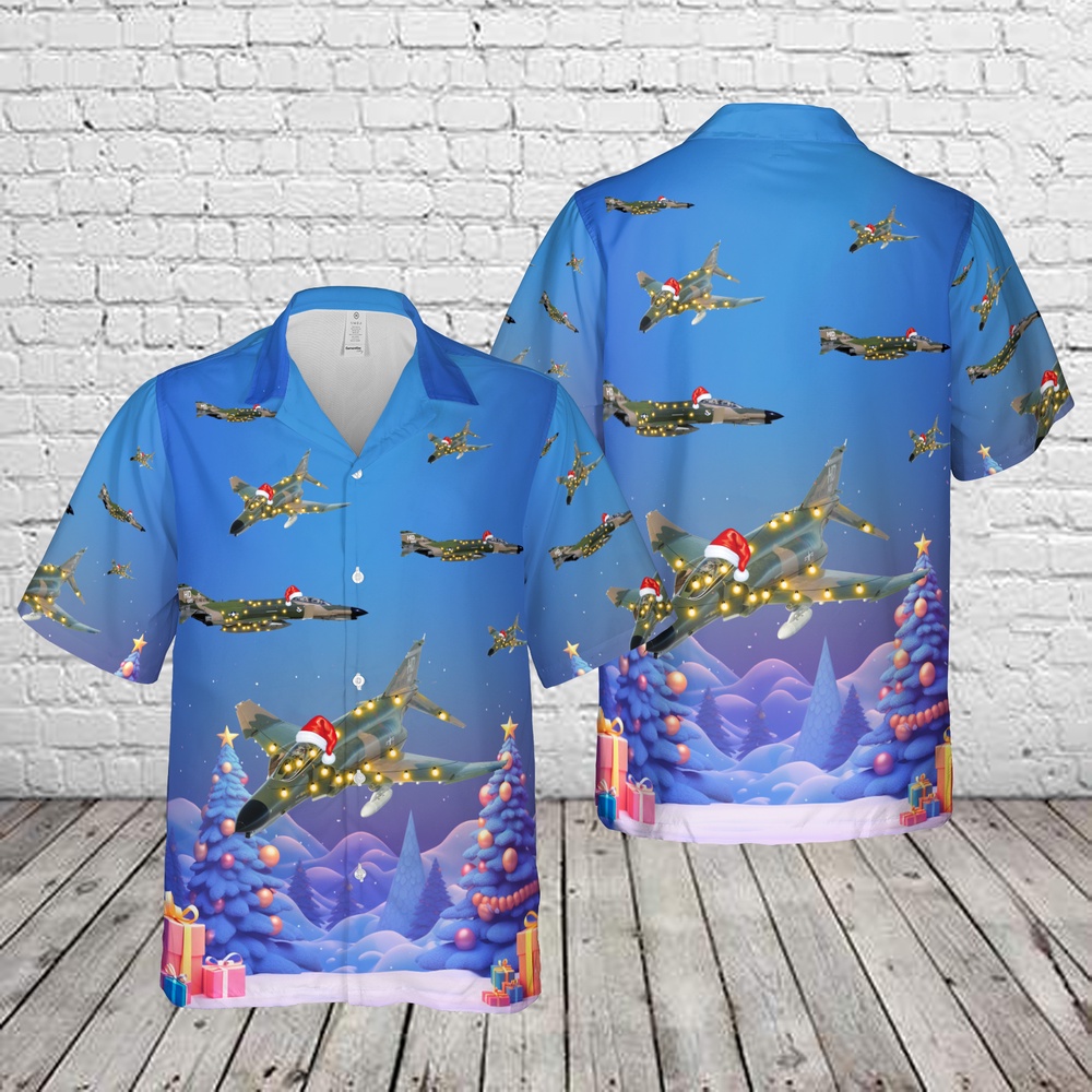 Air Force Aloha Shirt, US Air Force McDonnell Douglas F-4 Phantom II Christmas Hawaiian Shirt Air Force Aloha Shirt, US Air Force McDonnell Douglas F-4 Phantom II Christmas Hawaiian Shirt