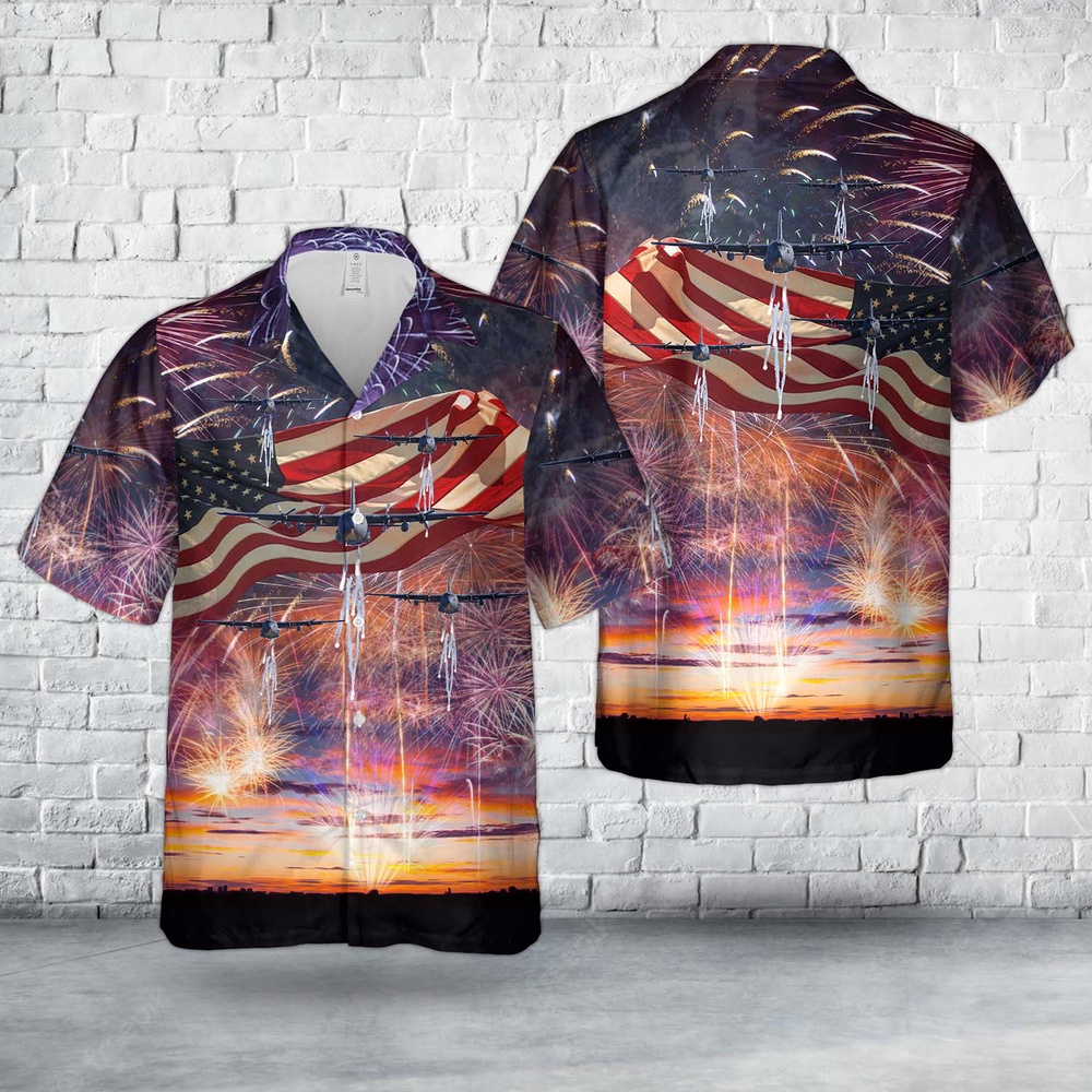 Air Force Aloha Shirt, US Air Force Michigan Air National Guard C-130E Hercules aircraft from 171st Airlift Squadron, 4th Of July Hawaiian Shirt Air Force Aloha Shirt, US Air Force Michigan Air National Guard C-130E Hercules aircraft from 171st Airlift Squadron, 4th Of July Hawaiian Shirt
