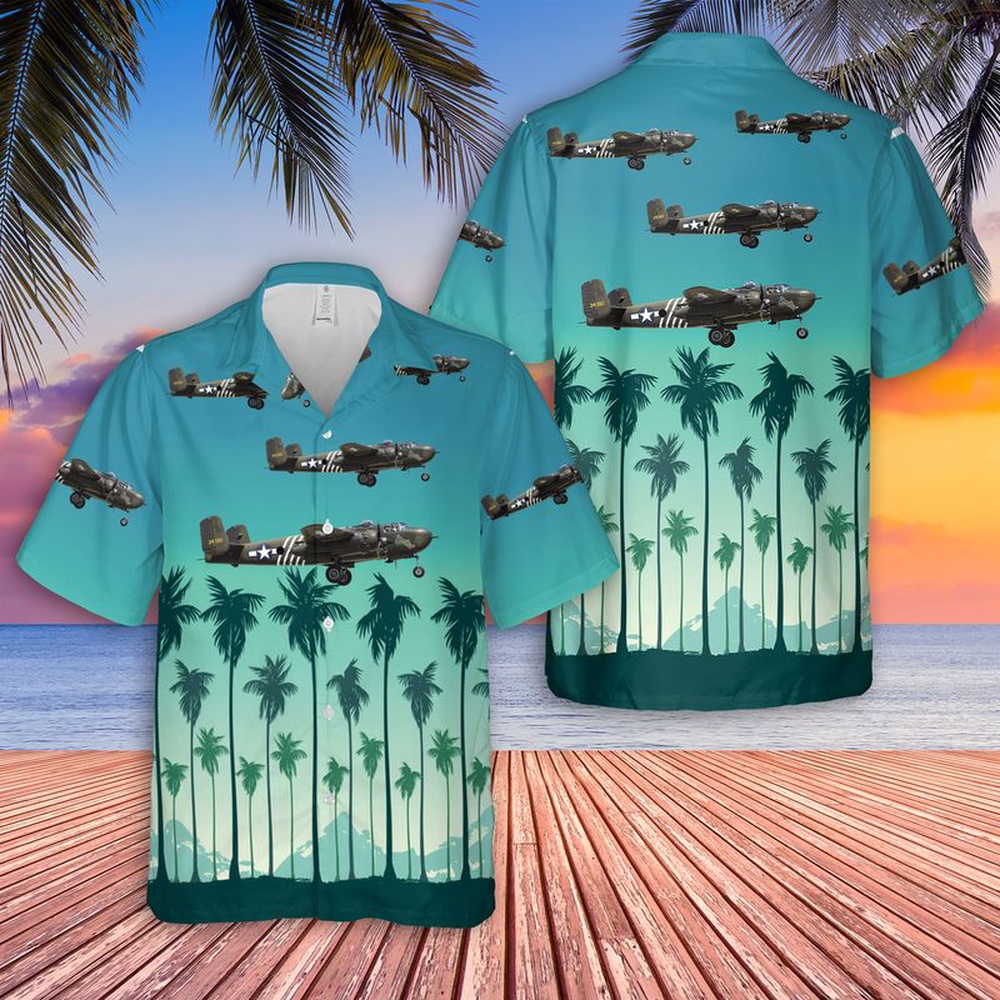 Air Force Aloha Shirt, US Air Force North American B-25H Mitchell Barbie III Hawaiian Shirt
