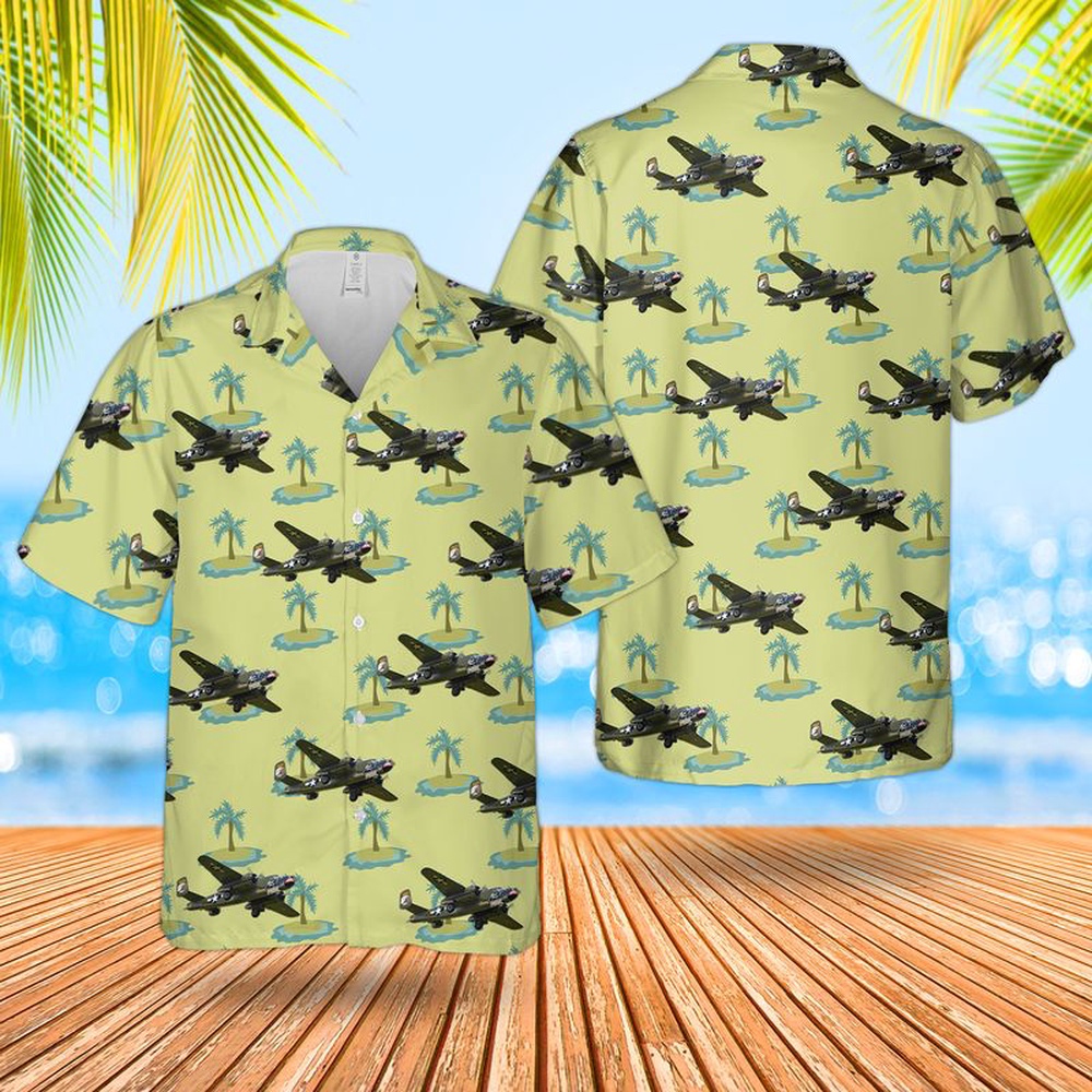 Air Force Aloha Shirt, US Air Force North American B-25J Mitchell 0934 Bettys Dream (N5672V) Hawaiian Shirt Air Force Aloha Shirt, US Air Force North American B-25J Mitchell 0934 Bettys Dream (N5672V) Hawaiian Shirt