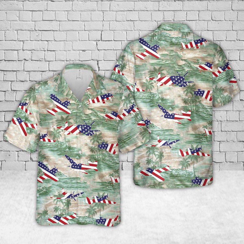 Air Force Aloha Shirt, US Air Force North American F-51 Mustang In WW2 Hawaiian Shirt