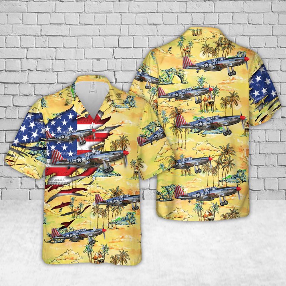 Air Force Aloha Shirt, US Air Force North American TP-51C Mustangs Betty Jane Hawaiian Shirt