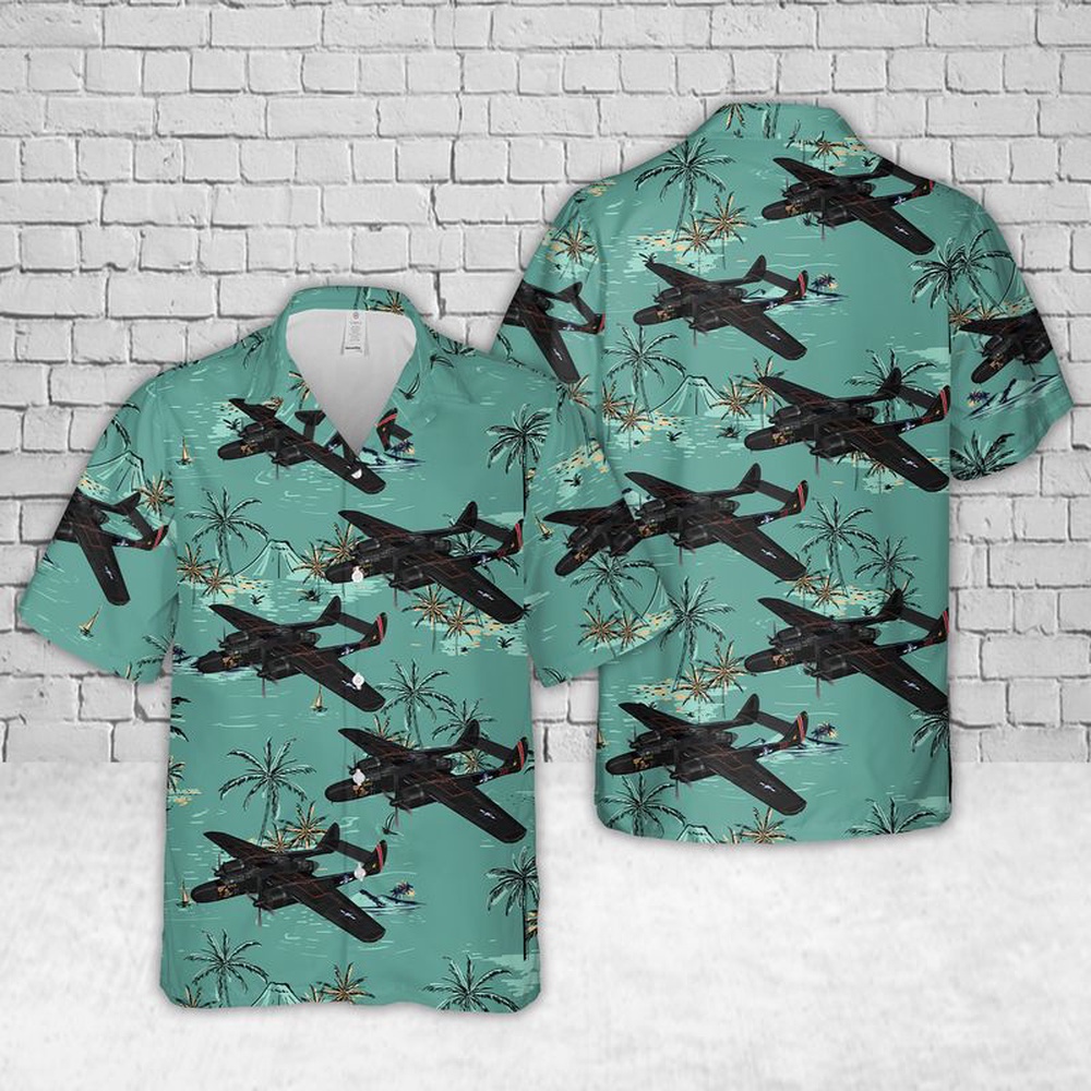 Air Force Aloha Shirt, US Air Force Northrop P-61 Black Widow Hawaiian Shirt Air Force Aloha Shirt, US Air Force Northrop P-61 Black Widow Hawaiian Shirt
