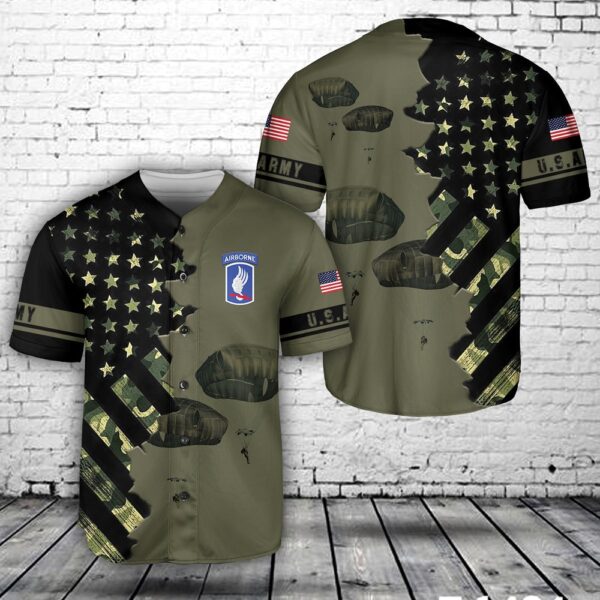 Army Jersey, US Army Paratroopers 173rd Airborne Brigade Combat Team descend over the 7th Army Baseball Jersey