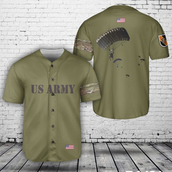 Army Jersey, US Army Paratroopers With The 5th Special Forces Group (Airborne) (5th SFG (A)) Parachute Baseball Jersey